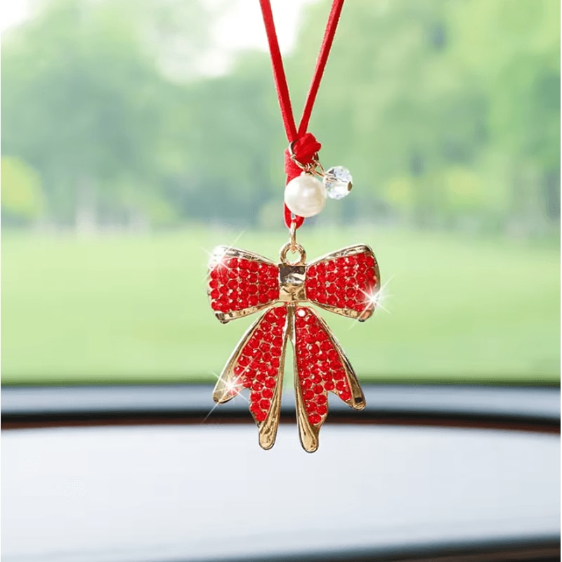 Luxe Crystal Bow Rearview Mirror Car Charm 3