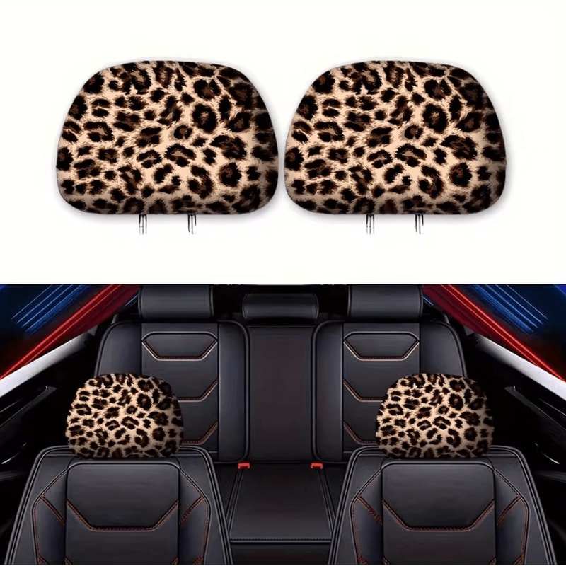 Wild Luxe Leopard Print GM Headrest Covers Set 0