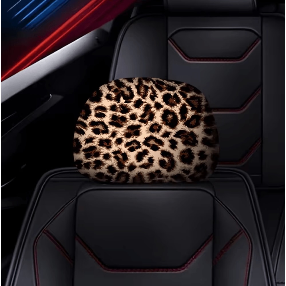 Wild Luxe Leopard Print GM Headrest Covers Set 1