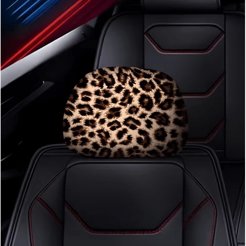 Wild Luxe Leopard Print GM Headrest Covers Set 1