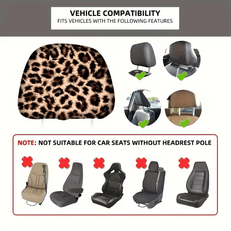 Wild Luxe Leopard Print GM Headrest Covers Set 3