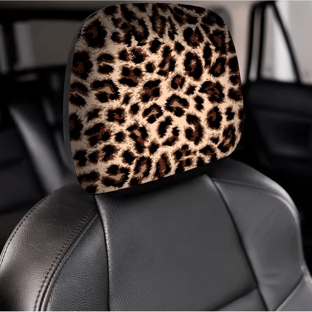 Wild Luxe Leopard Print GM Headrest Covers Set 4