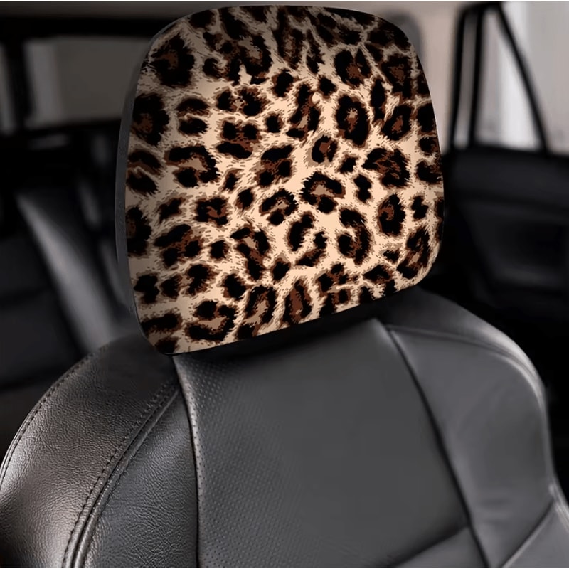 Wild Luxe Leopard Print GM Headrest Covers Set 4