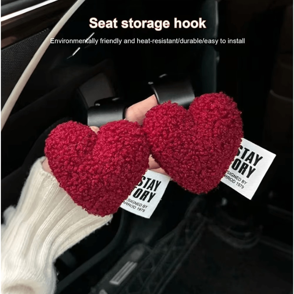 HeartHug Plush Car Seat Hooks Set 0
