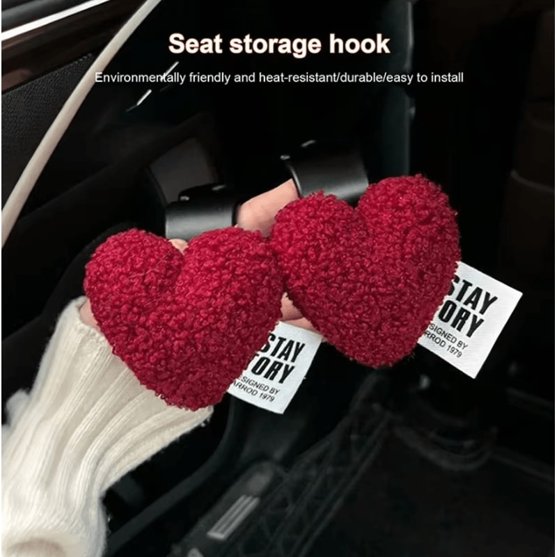 HeartHug Plush Car Seat Hooks Set 0