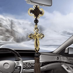 faithride jesus cross rearview mirror pendant