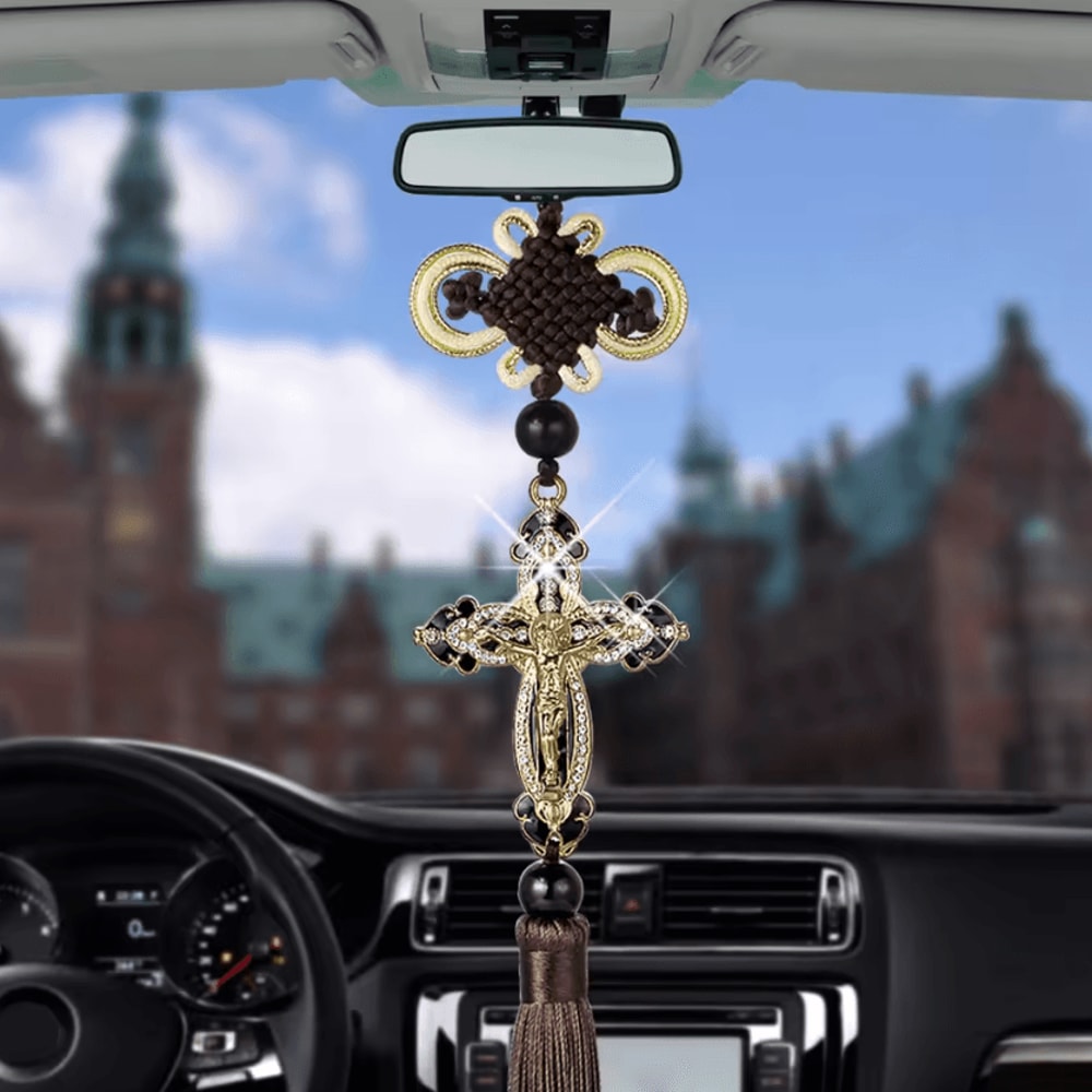 FaithRide Jesus Cross Rearview Mirror Pendant 2