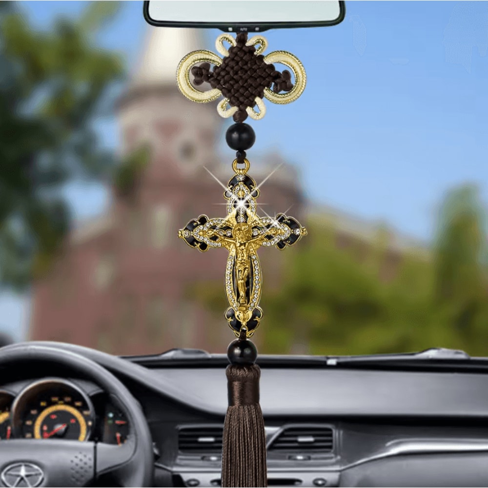 FaithRide Jesus Cross Rearview Mirror Pendant 3