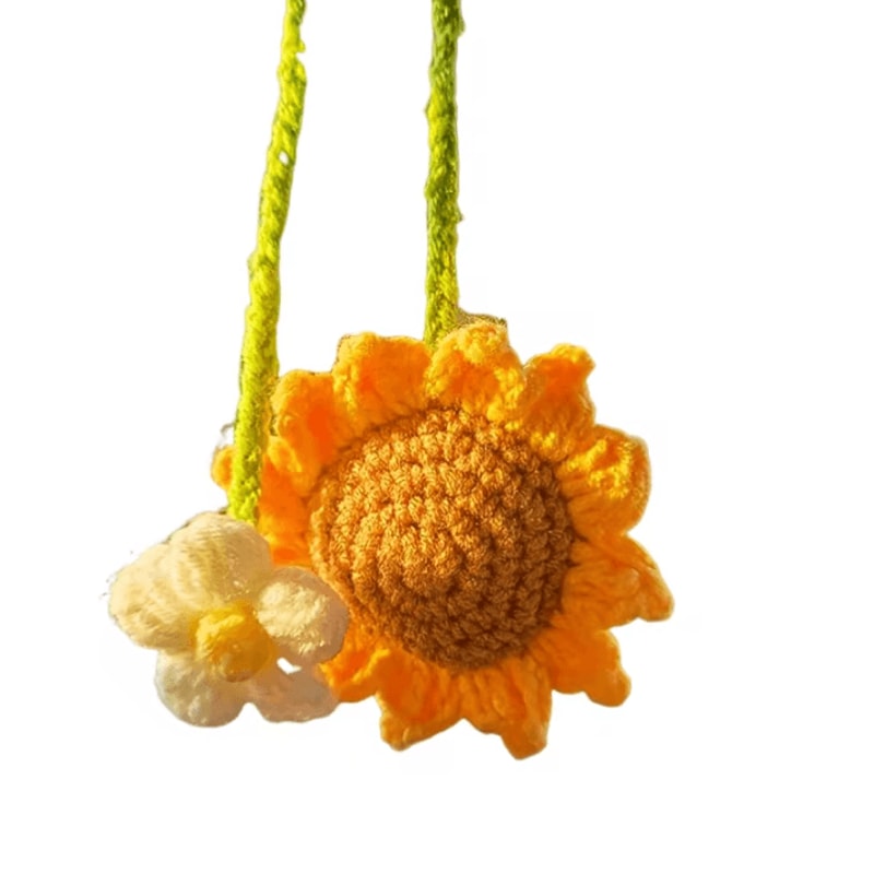 Handmade Woven Sunflower Car Hanging Pendant 4