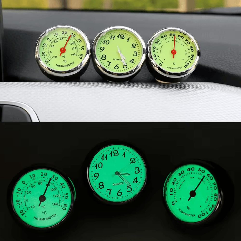 Luminous Car Dashboard Clock Thermometer Hygrometer 0
