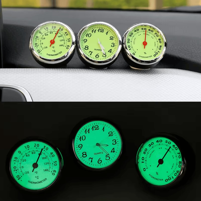 Luminous Car Dashboard Clock Thermometer Hygrometer 0