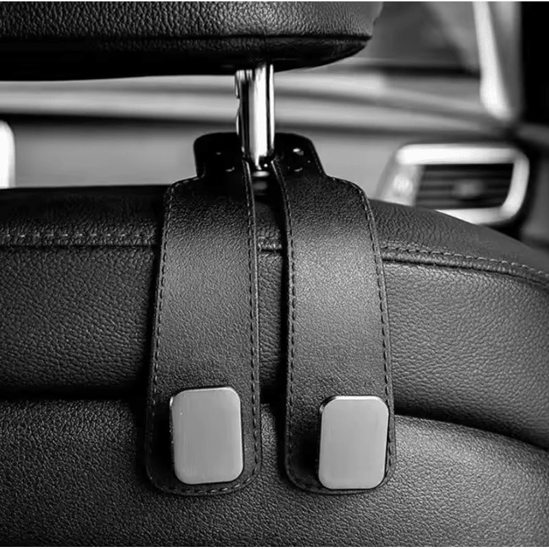 2in1 Faux Leather Car Seat Back Cover Headrest Hook Organizer 4