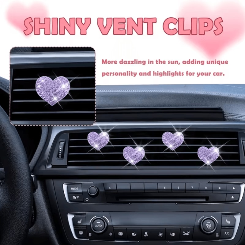 Valentine Crystal Heart Car Air Vent Freshener Clips 2 Pack 0