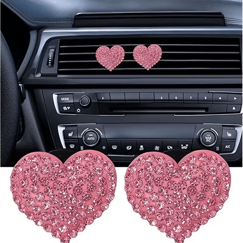 Valentine Crystal Heart Car Air Vent Freshener Clips 2 Pack 2