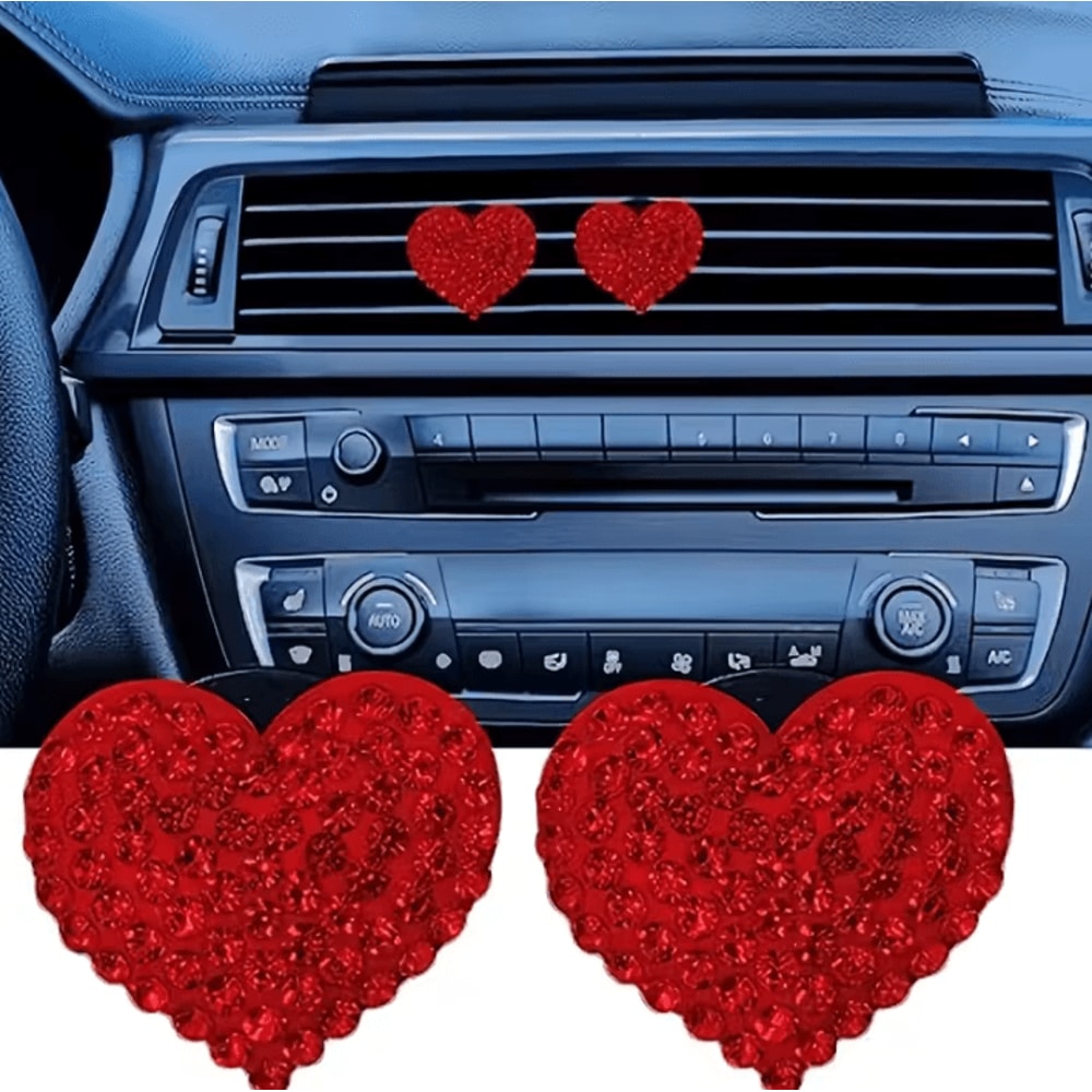 Valentine Crystal Heart Car Air Vent Freshener Clips 2 Pack 3
