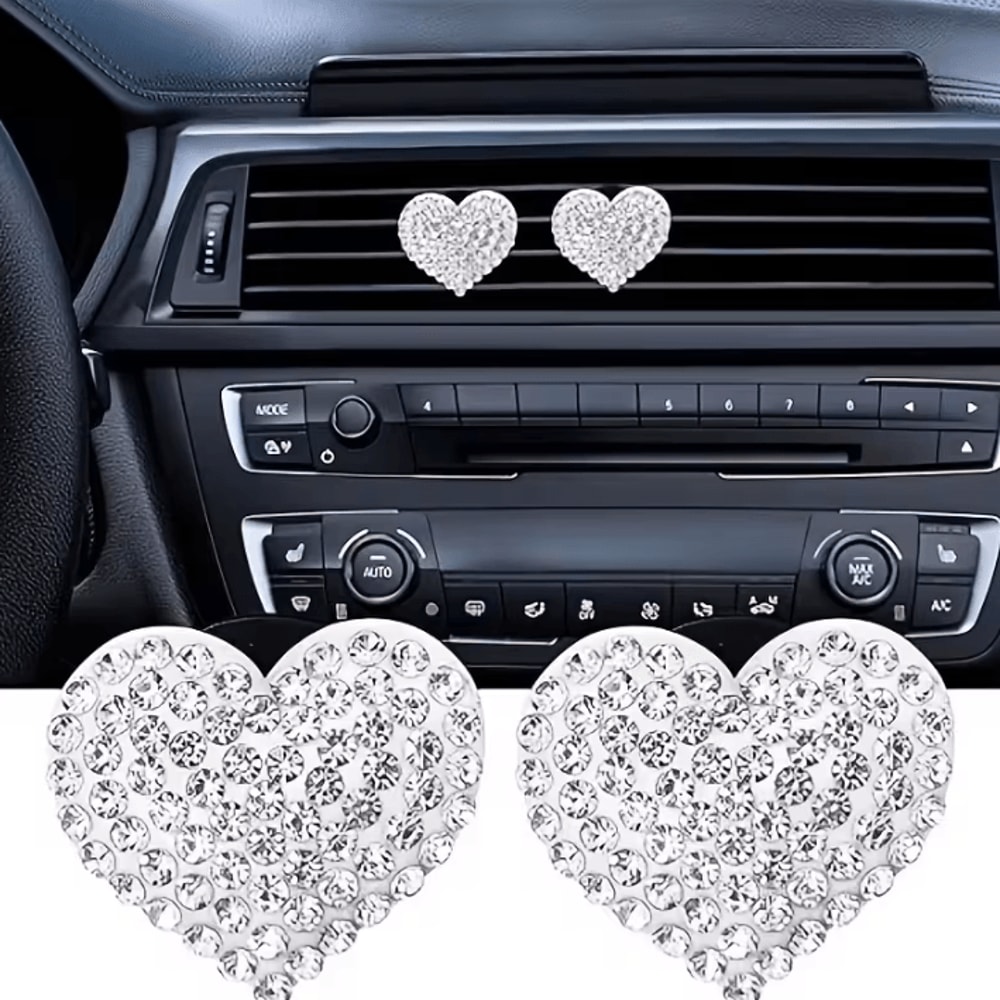 Valentine Crystal Heart Car Air Vent Freshener Clips 2 Pack 4