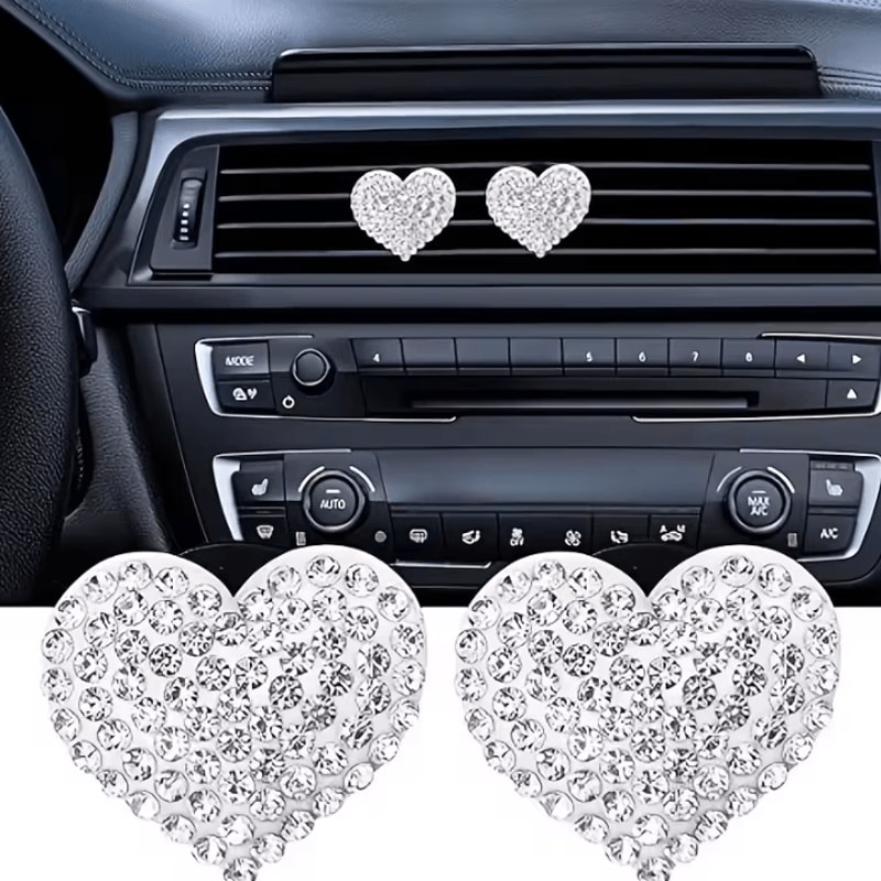 Valentine Crystal Heart Car Air Vent Freshener Clips 2 Pack 4