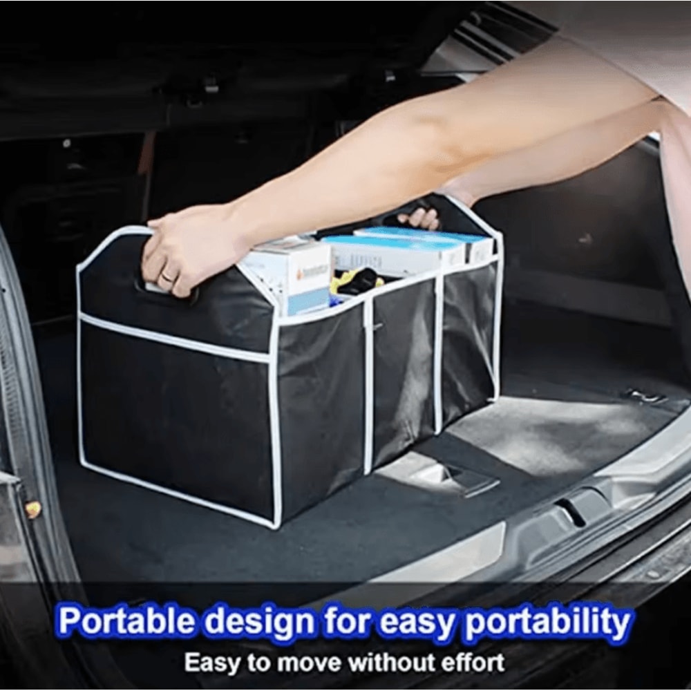 Foldable Waterproof Car Trunk Organizer With 3 Compartments 1