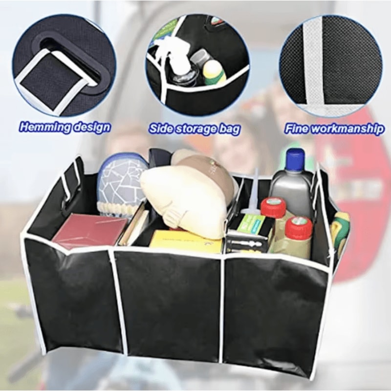 Foldable Waterproof Car Trunk Organizer With 3 Compartments 2
