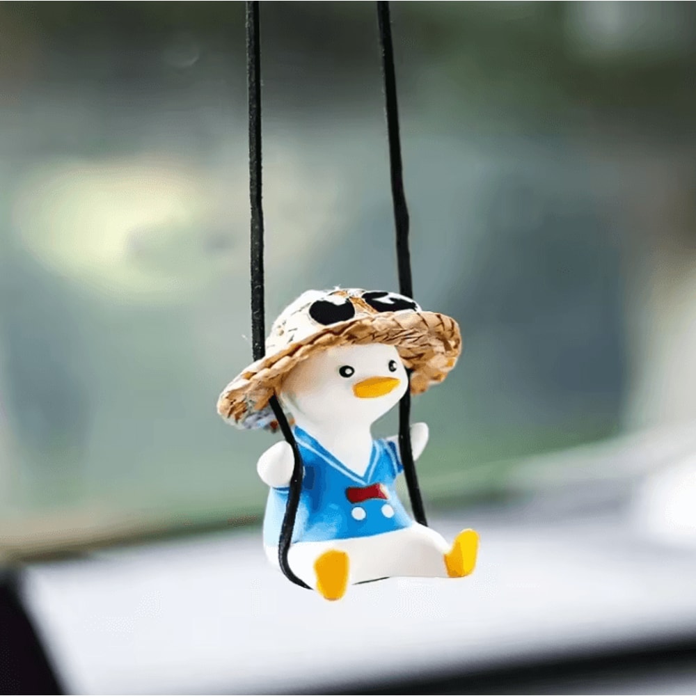 Cute Swing Sitting Duck Car Rearview Mirror Ornament 2