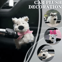 cute bow puppy steering column car ornament
