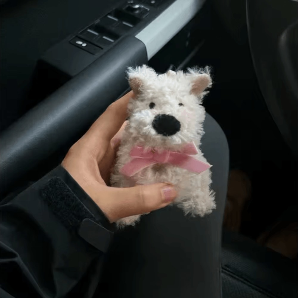 Cute Bow Puppy Steering Column Car Ornament 1