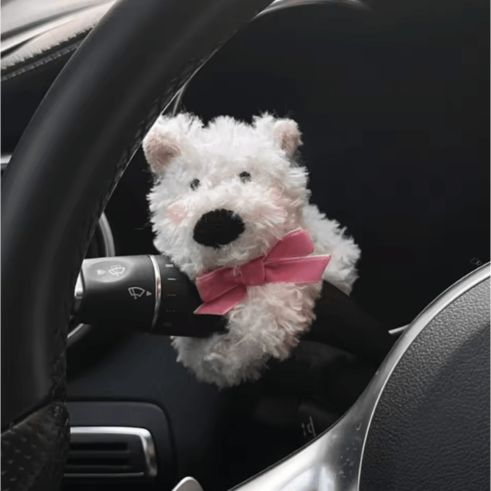 Cute Bow Puppy Steering Column Car Ornament 2