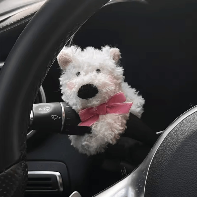 Cute Bow Puppy Steering Column Car Ornament 2
