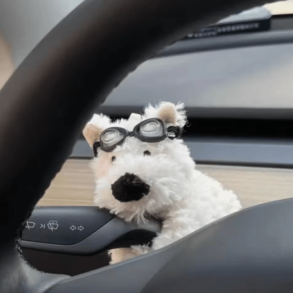 Cute Bow Puppy Steering Column Car Ornament 3