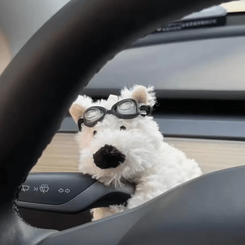 Cute Bow Puppy Steering Column Car Ornament 3