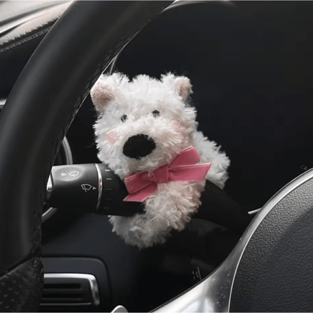 Cute Bow Puppy Steering Column Car Ornament 4