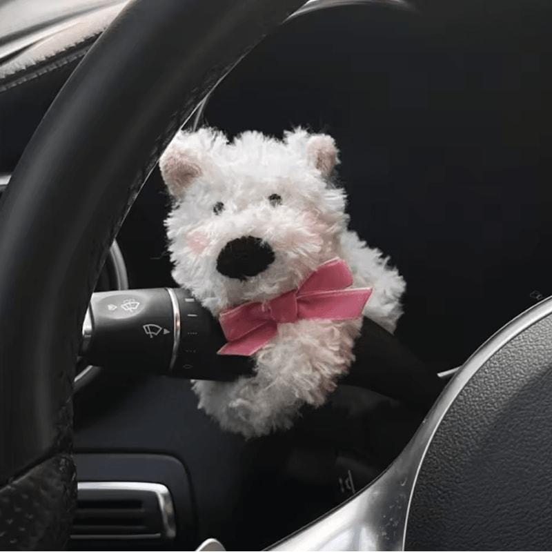 Cute Bow Puppy Steering Column Car Ornament 4