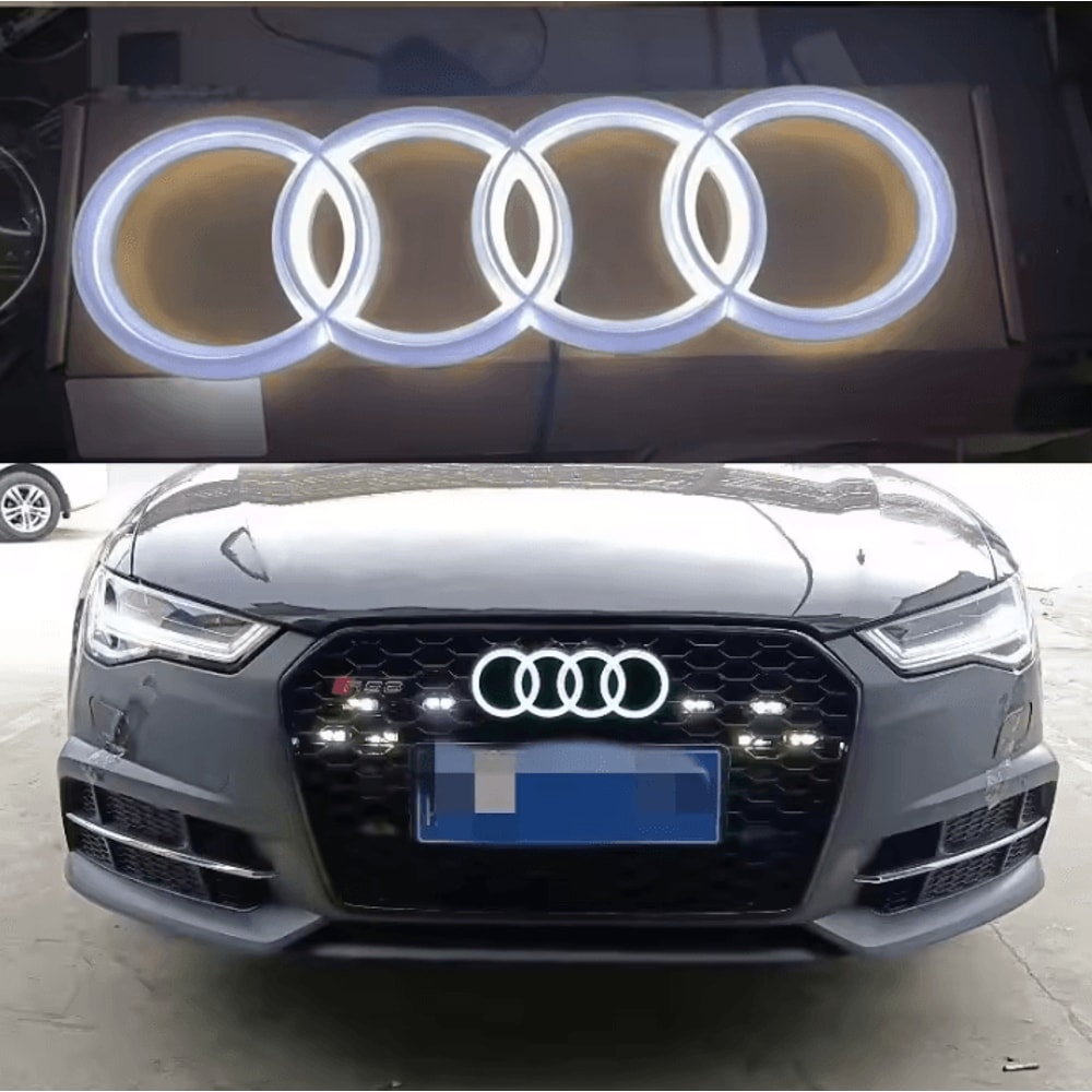 LED Illuminated Audi Front Grille Emblem Light 0