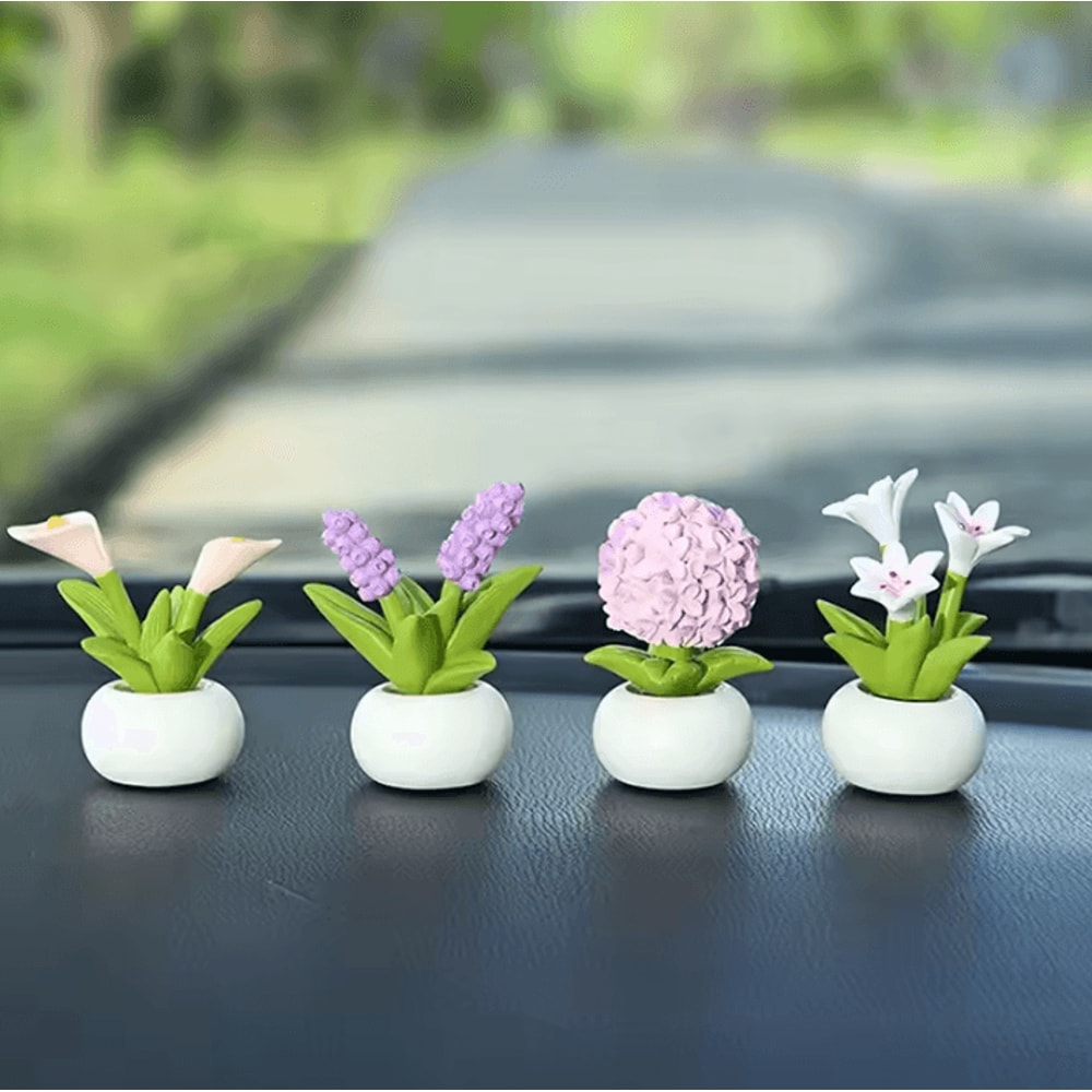 Mini Flower Pot Elf Car Dashboard Ornament 0