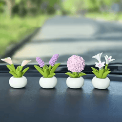mini flower pot elf car dashboard ornament