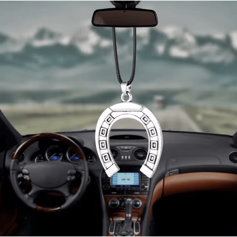 Lucky Horseshoe House Car Rearview Mirror Pendant 0