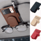 Universal Leather Car Sunglasses Holder Visor Clip 0