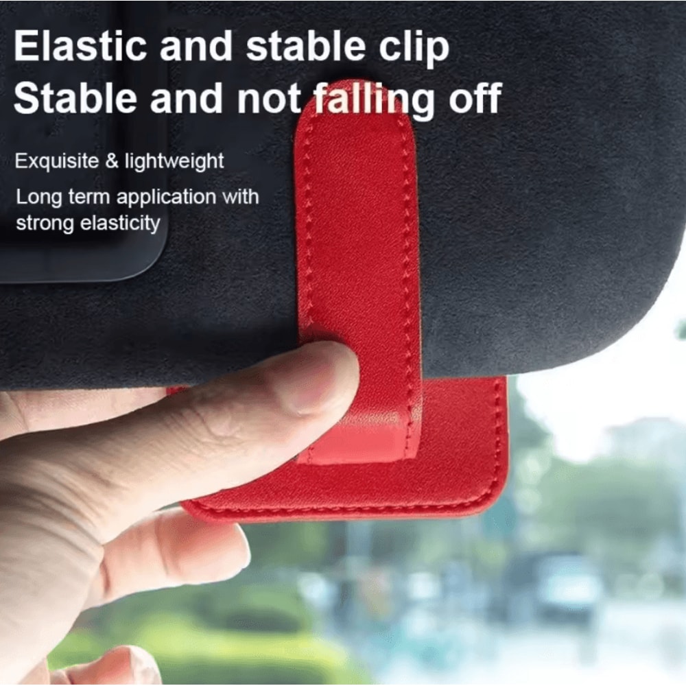 Universal Leather Car Sunglasses Holder Visor Clip 1