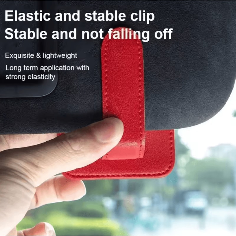 Universal Leather Car Sunglasses Holder Visor Clip 1