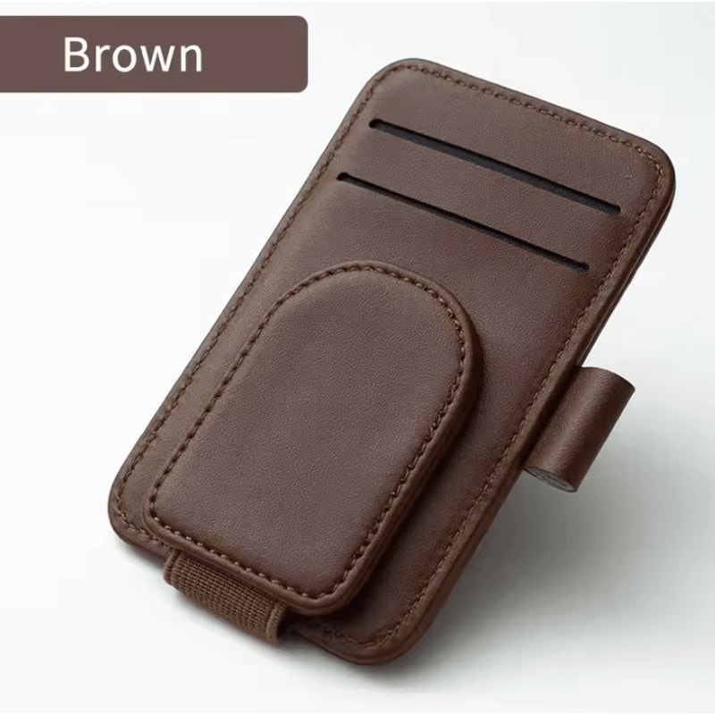 Universal Leather Car Sunglasses Holder Visor Clip 3