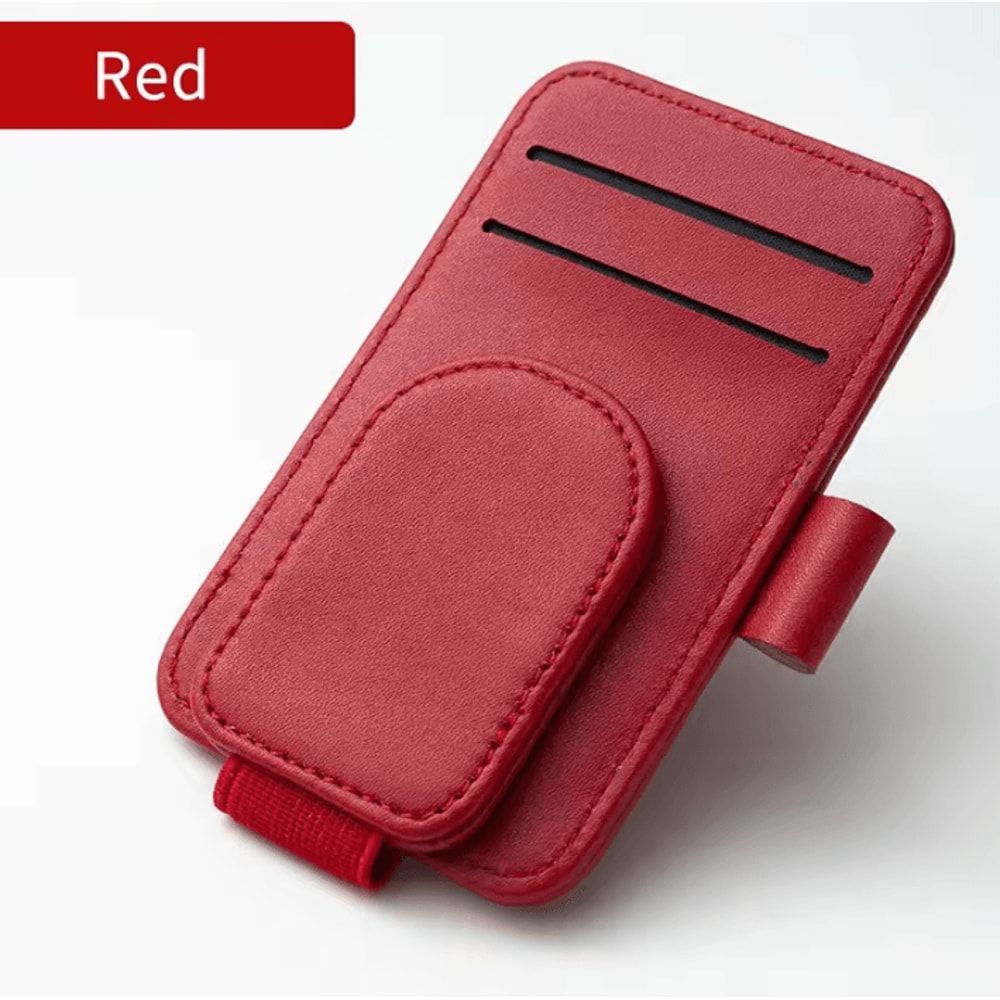 Universal Leather Car Sunglasses Holder Visor Clip 5