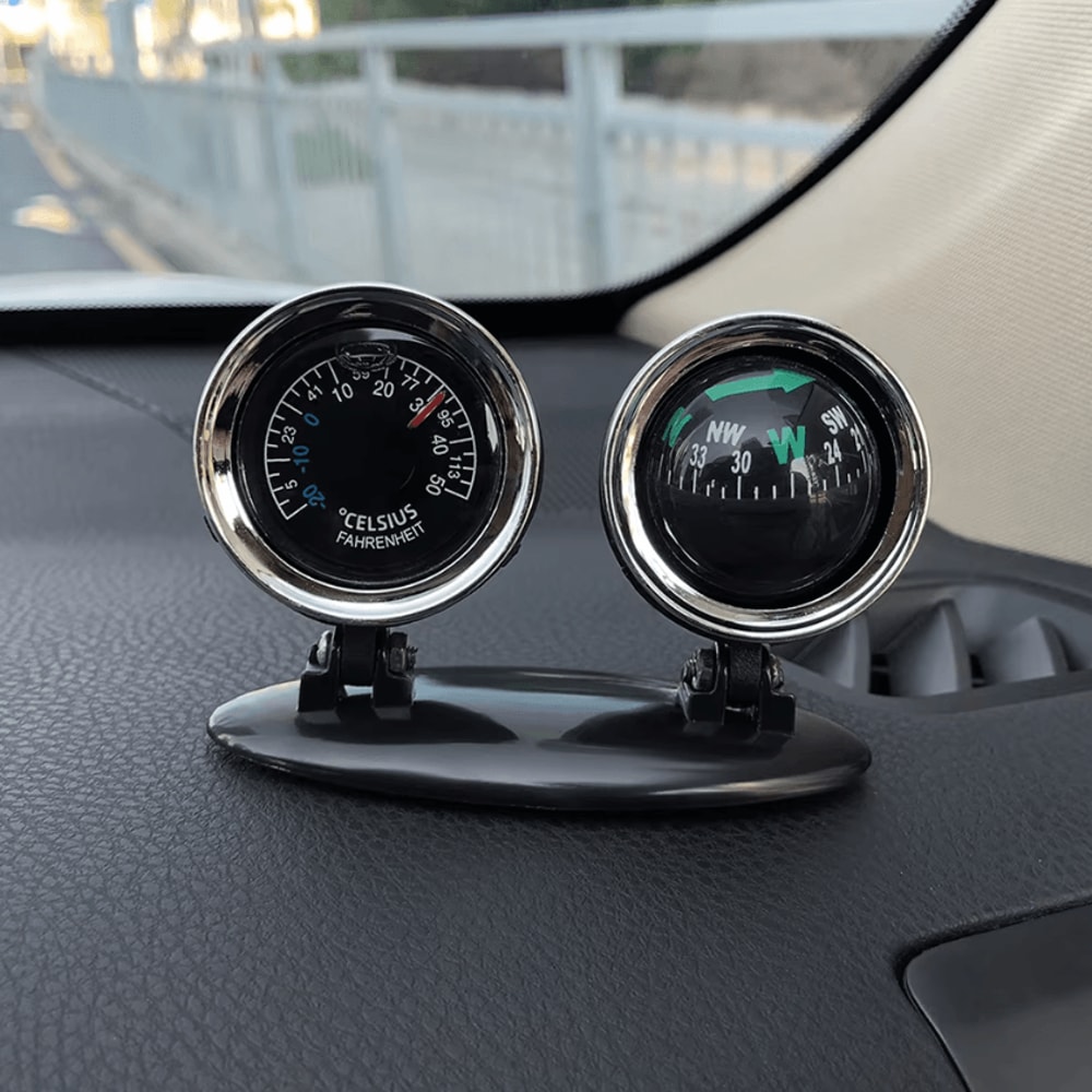 360 Car Compass Thermometer Dashboard Ornament For SUV Truck RV 0