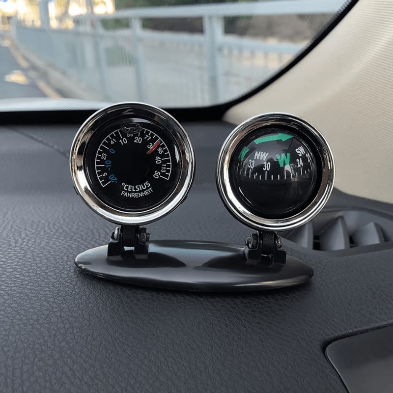 360 Car Compass Thermometer Dashboard Ornament For SUV Truck RV 0