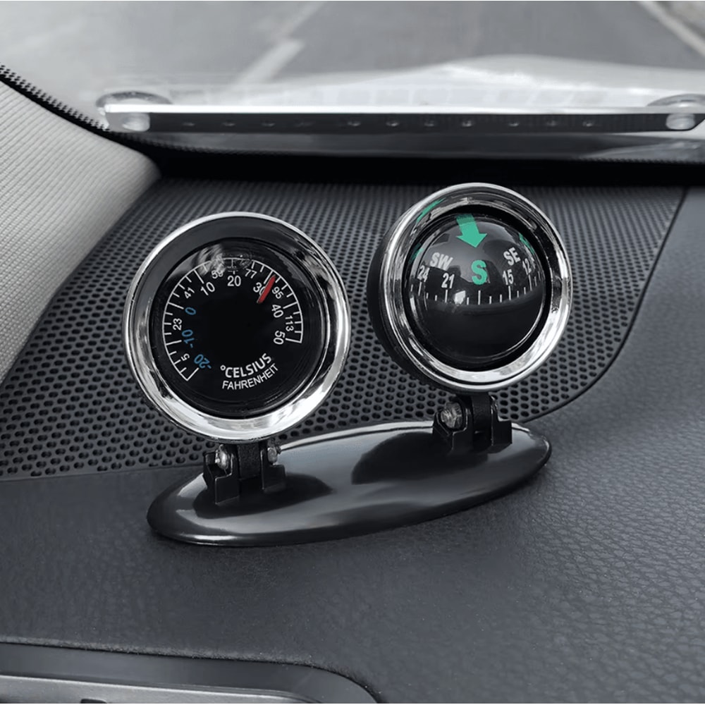 360 Car Compass Thermometer Dashboard Ornament For SUV Truck RV 1