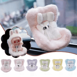 kawaii labubu doll car safety seat ornament with aromatherapy clip