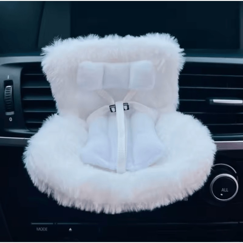 Kawaii Labubu Doll Car Safety Seat Ornament With Aromatherapy Clip 1