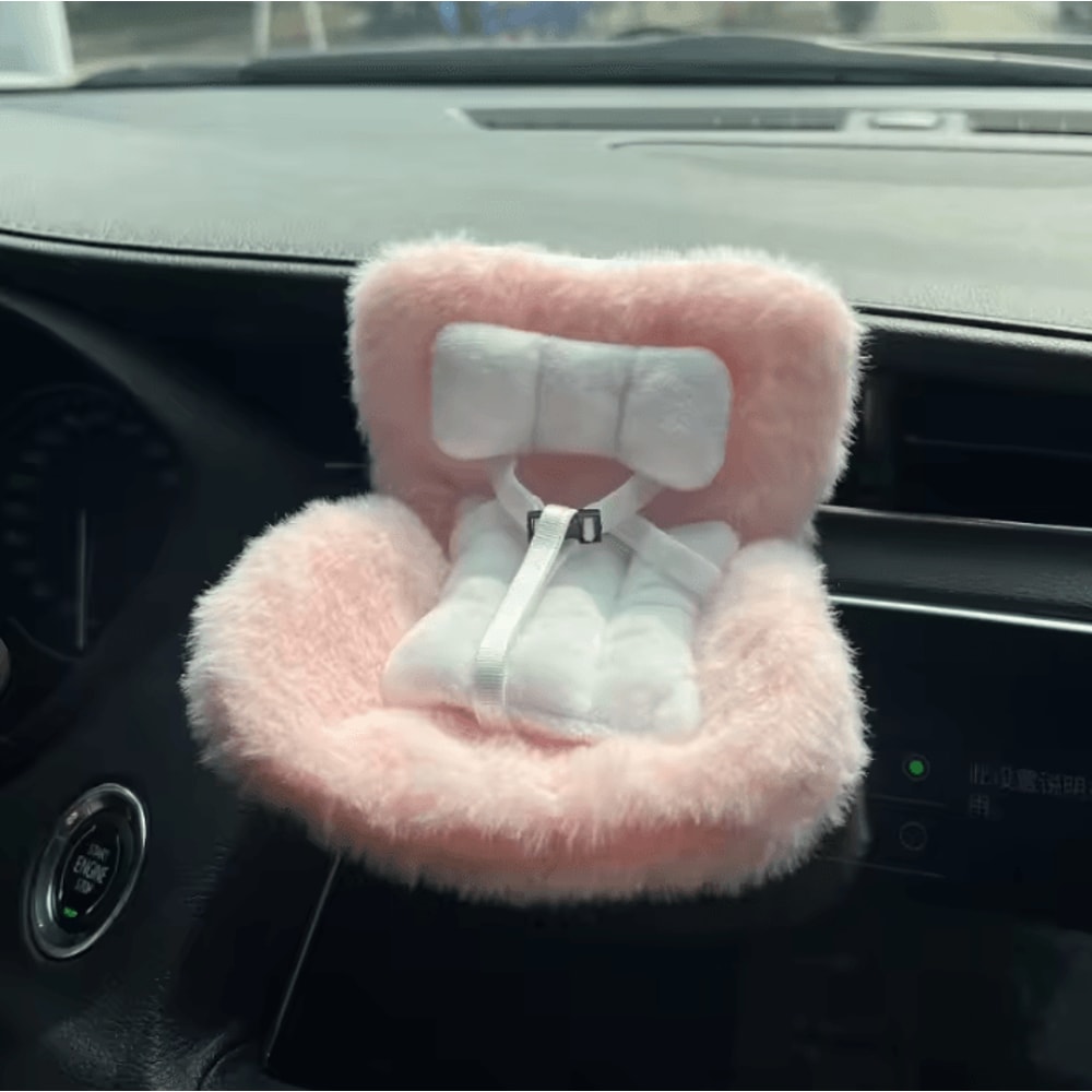Kawaii Labubu Doll Car Safety Seat Ornament With Aromatherapy Clip 2