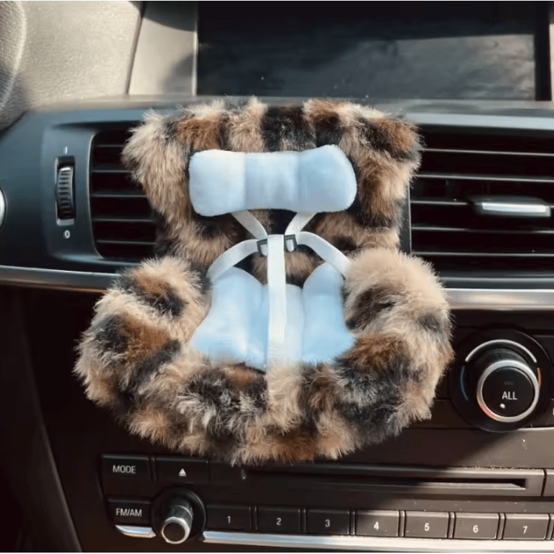 Kawaii Labubu Doll Car Safety Seat Ornament With Aromatherapy Clip 7