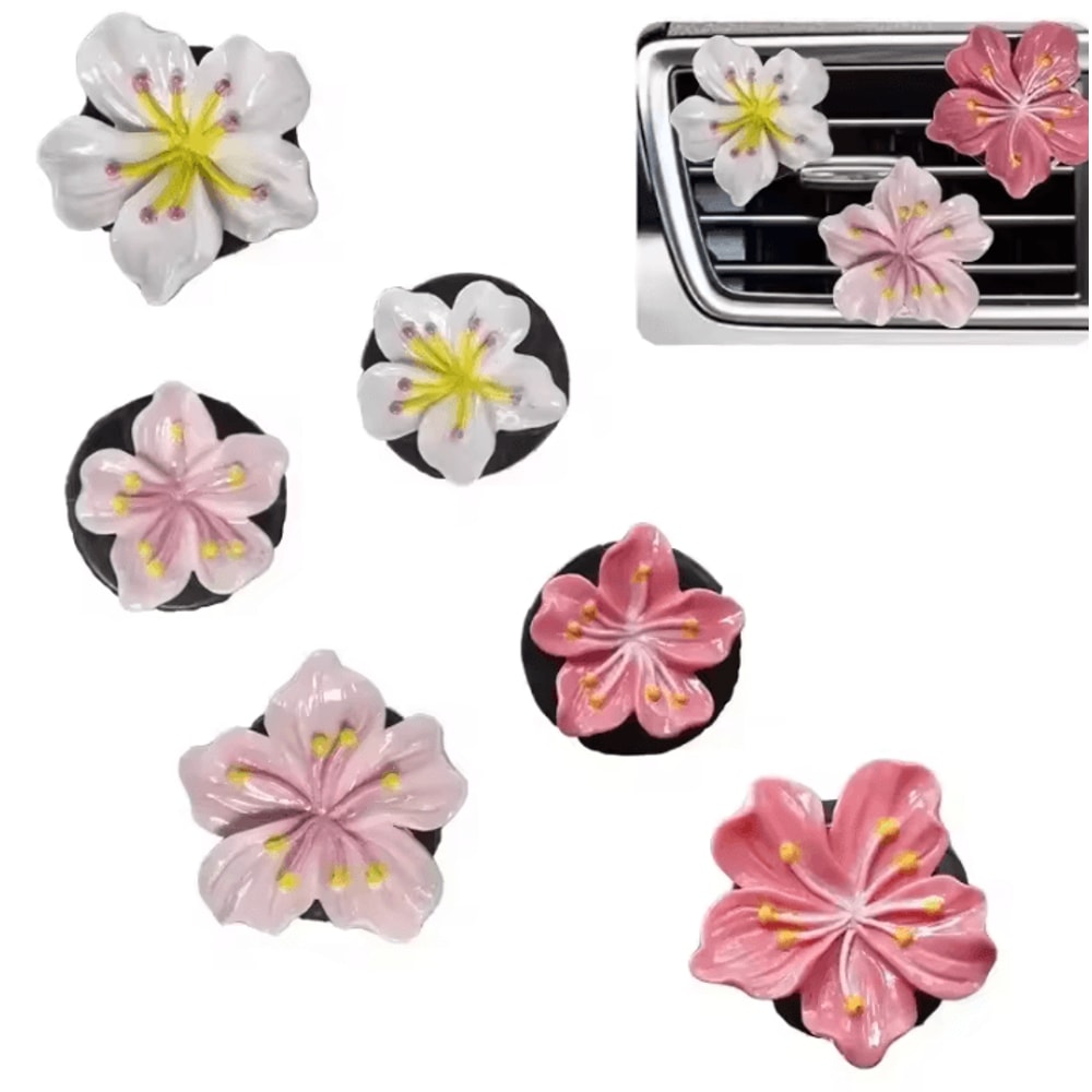 Peach Blossom Flower Car Vent Perfume Clip Set 1