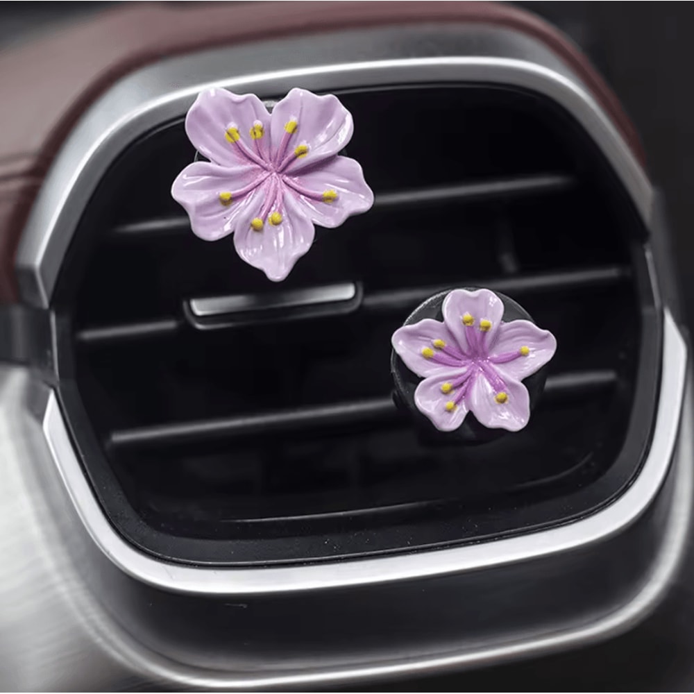 Peach Blossom Flower Car Vent Perfume Clip Set 2